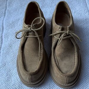 Zara  Tan Suede Derby Loafers 38/7.5